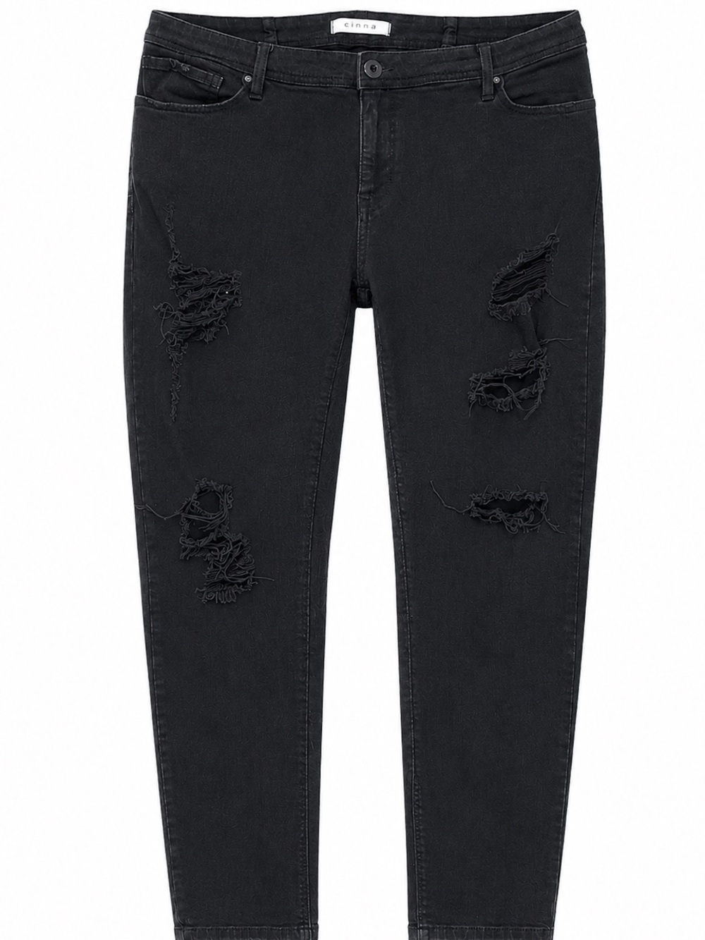 Eunina Jeans 16W Black Distressed Skinny Plus Size Altered Waist